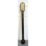 A stick barometer by Blatt of Brighton Mahogany stick barometer with visible mercury tube and