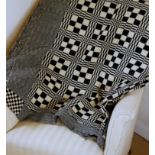 Black and cream tapestry blanket with reversible pattern C. 1930, 160 x 200 cm. Provenance: Margaret