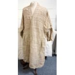 Vintage Summer coat of woven undyed raw silk, length 120 cm. Provenance: Margaret Bide Collection.