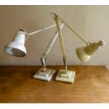 A vintage white Anglepoise lamp, stamped The Angelpoise patented in England and abroad, and