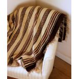 A Welsh tapestry narrow width bedcover blanket, heavyweight reversible with block design, velvet