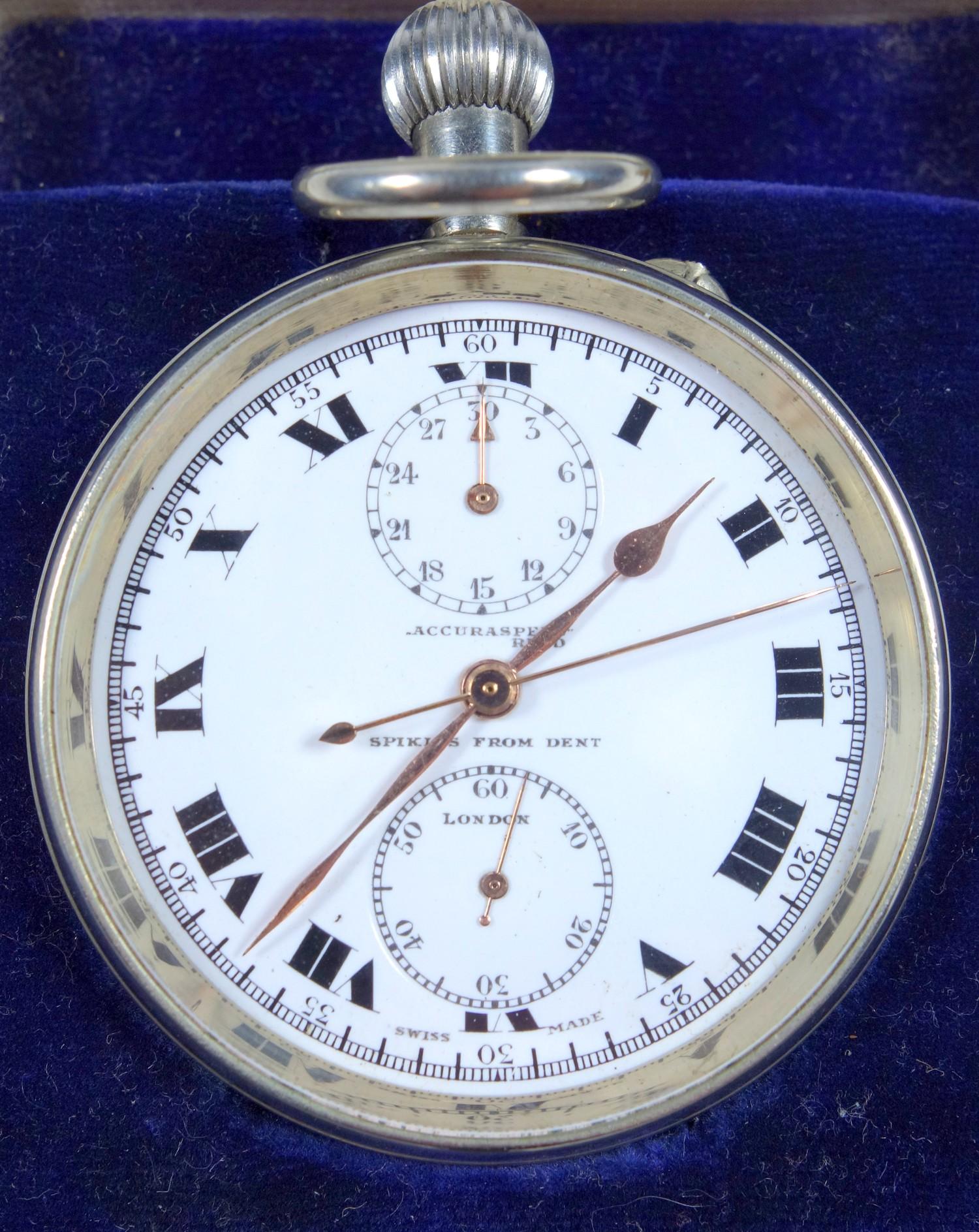 Spikins from Dent, Ltd, gentleman's pocket watch with subsidiary dials for seconds and stop watch, - Bild 3 aus 4