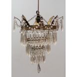 Vintage waterfall chandelier, drop 35 cm, 30 cm diameter. Provenance: Margaret Bide Collection.