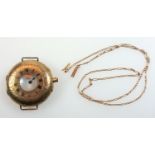 Edwardian gold ladies watch case with enamelled Roman numerals and foliate engraving, import marks