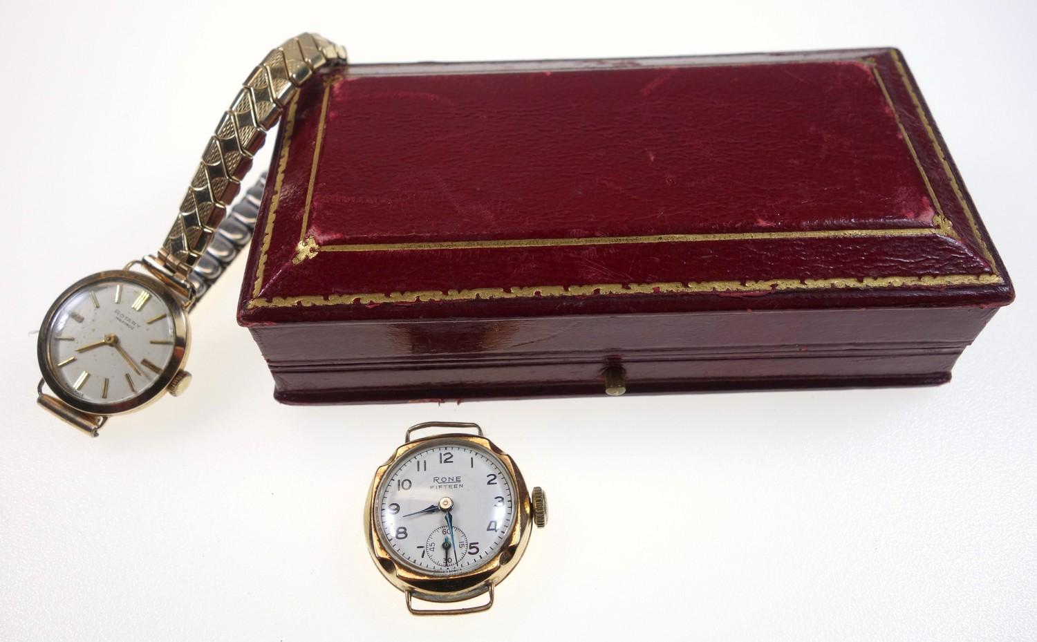 Edwardian ladies gold watch, the case with raised floral decoration and engraved sides, 14 ct, on - Image 4 of 4
