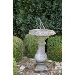 Stone sundial with baluster pedestal from old London Bridge, 88 x 62 cm