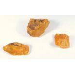 Copal amber rough, three large pieces, weighing 358 grams