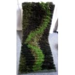 Scandinavian Rya rug/wall hanging, hand woven wool in shades of green, 1960s-1970's but unused,