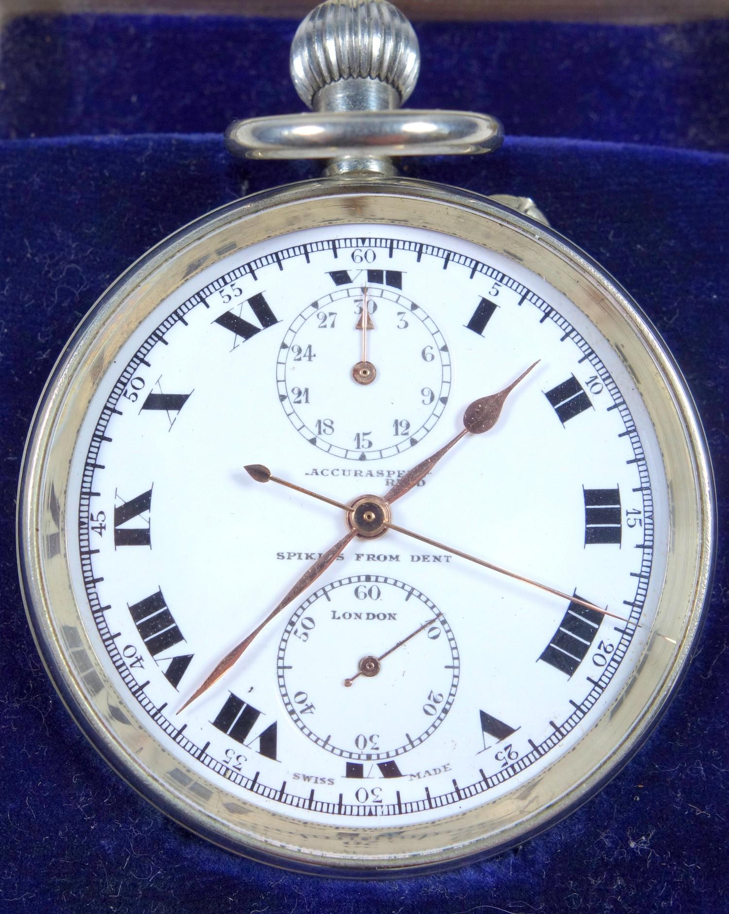 Spikins from Dent, Ltd, gentleman's pocket watch with subsidiary dials for seconds and stop watch, - Bild 4 aus 4