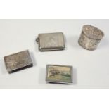 Sporting/smoking interest: an unusual matchbox cover finely engraved with cycling scenes, white