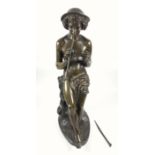 Jacques Antoine Theodore Coinchon French, 1814-81, bronze figure of Pan, seated on a tree stump with