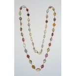 Contemporary multi stone necklace, set with faceted stones, amethyst, citrine, garnet, topaz and