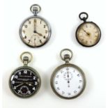 Two military watches, Leonides pocket watch, with seconds dial, chromium plate case, engraved on