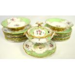 19th Century French Dessert service, Chapelle Maillard ,hand painted floral sprigs with a pale green