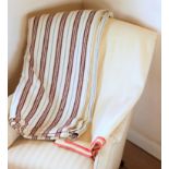 Antique striped Welsh blanket, black and red with light blue single stripe, 176 x 196 cm and an