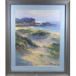 John Sharman, Austailian born 1939, landscape with beach, oil on board, signed, 40 x 32 cm