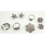 A group of paste set jewellery including a ring set in silver and gold. Provenance: Margaret Bide