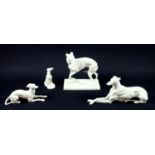 Nymphenburg & Augarten Wien Vienna group of blanc de chine porcelain studies of Whippet and
