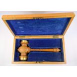 Presentation box fitted with gavel for the launch of S. S. Sorata, launched 1872, Pacific Steam