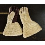 A pair of 1930?s leather and sheepskin gauntlet motoring gloves. Provenance: Margaret Bide