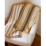 Cellan Mill, Wales, early 20th C. a cream blanket with quadruple stripe, 160 x 232 cm and another