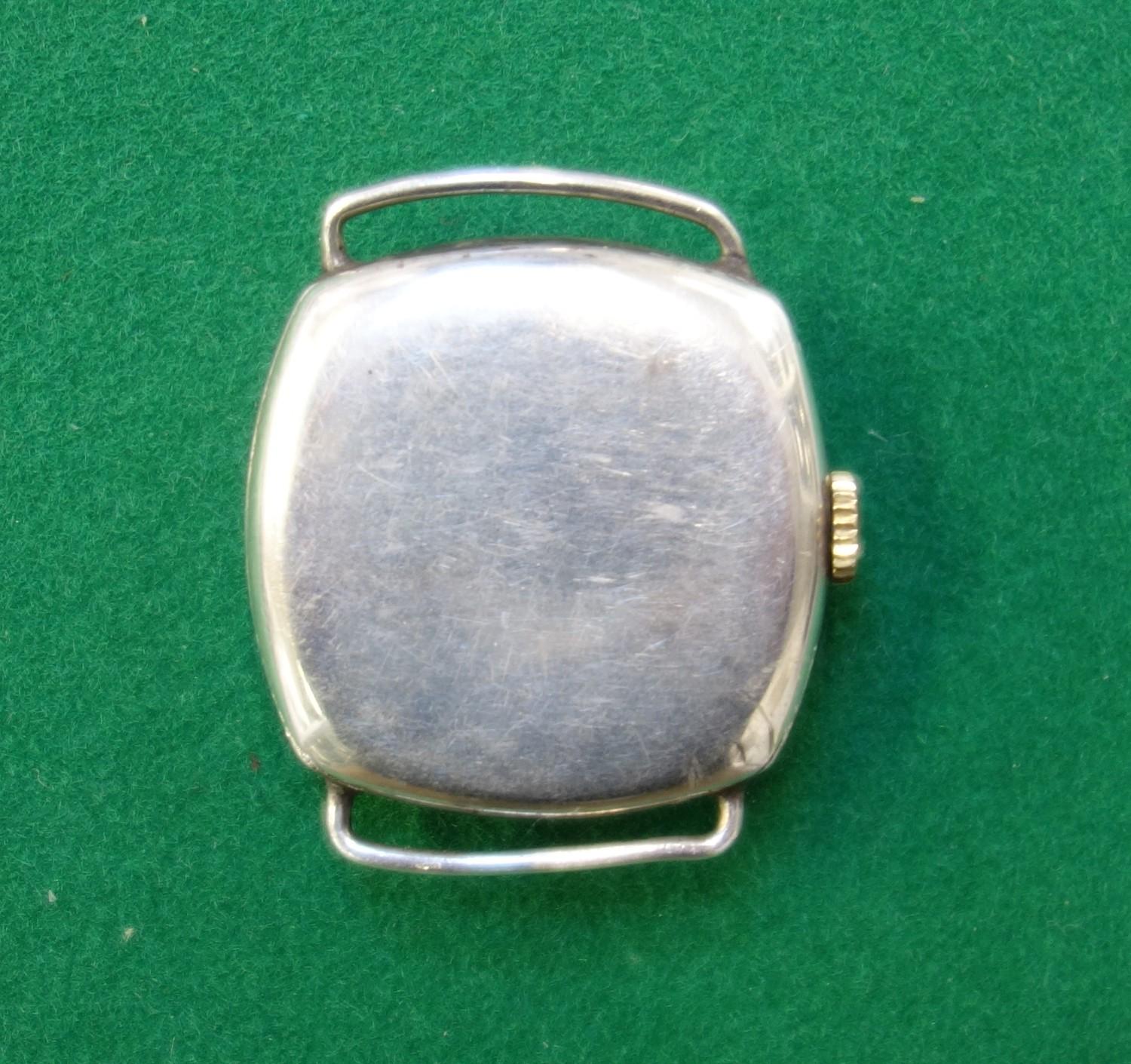 Longines 1930's cushion shape gentleman?s wristwatch, silver case, import marks, London 1932 by - Bild 3 aus 3