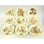 Collection of Sarreguemines plates depicting ?The Prince and Cinderella?, ?Fishing Prohibited?, ?