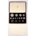 George V specimen set of coins, Crown to Maundy penny., 1937, (15), cased