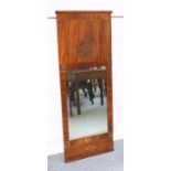 French upright wall mirror with a bevelled rectangular plate, in a tulipwood frame with 2