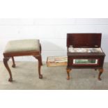 George III style mahogany rectangular stool with a drop-in seat, on carved cabriole legs, claw and