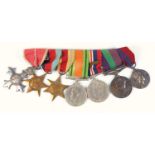 Group of 7 WWII medals comprising the MBE, 1939-45 and African Stars, Defence and War medals,