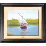 Serrano Medina (20th century continental), Paisaje de la Albufera, oil on canvas, signed and