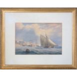 19th century English School, ?A Clipper on the open seas off Dover, further sail boats behind the