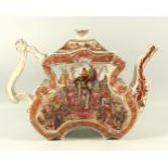 Rare late Victorian Burgess & Leigh earthenware teapot of shaped serpentine rectangular form, with