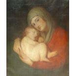 English School, 19th century, portrait of the Madonna and Child, half length, oil on