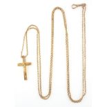 9ct gold fine rope twist and fancy link necklace and a 9ct fine belcher link necklace, 8.6g (2)