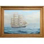 Trevor Covey (20th century), a clipper on the high seas, oil on canvas, signed, 49 cm x 75 cm,