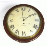 A Victorian mahogany cased wall clock, the circular dial with Roman numerals, inscribed J W Benson