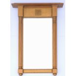 Late Victorian gilt overmantel mirror with a rectangular plate, flanked by reeded columns, 90 x 63.5
