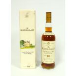 1 bottle Macallan 10 year old single Highland Scotch Whisky matured in Sherry wood, old bottling, in