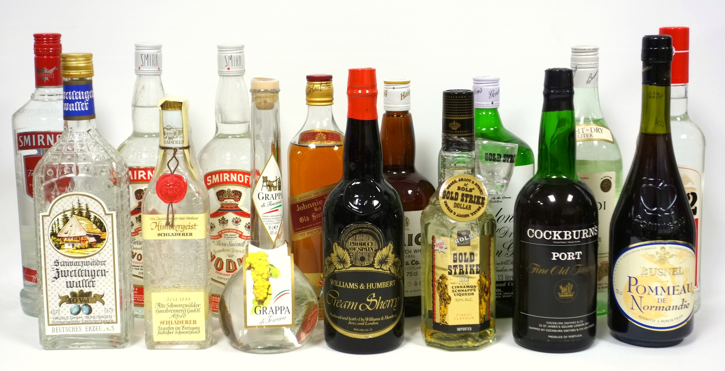 15 bottles of assorted spirits to include 2 x Smirnoff, 1 litre Gordons Gin, 1 litre Smirnoff, 1