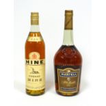 1 bottle Hine 3 star cognac, 70% proof, 1 litre Martell VS Fine Cognac (2)