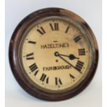Late Victorian wall timepiece with a painted circular dial inscribed Hazeltines, Farnborough,