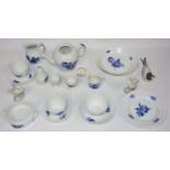A Copenhagen porcelain part tea service, comprising tea pot and cover, cups, saucers, egg cups,