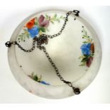 A 1930?s frosted glass and floral painted ceiling light.