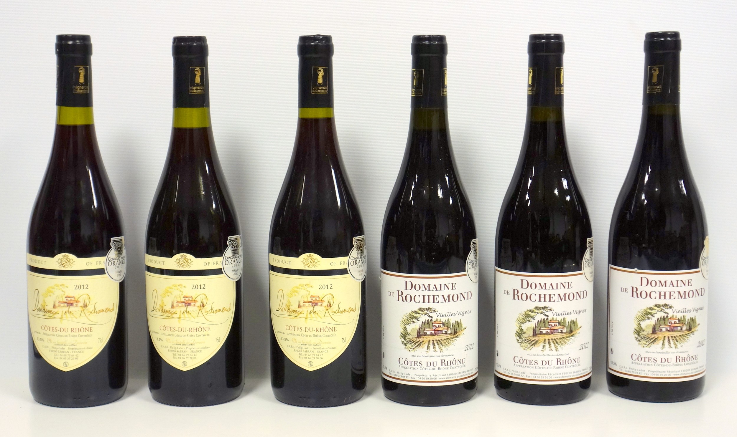 6 bottles Domaine de Rochemond, Cotes du Rhone, 2012 (inc. 3 bottles Vielles Vignes), gold medal, - Image 2 of 2