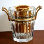 A 20th century Baccarat Harcourt Moulin Rouge Gold Handled Champagne Bucket. octagonal glass