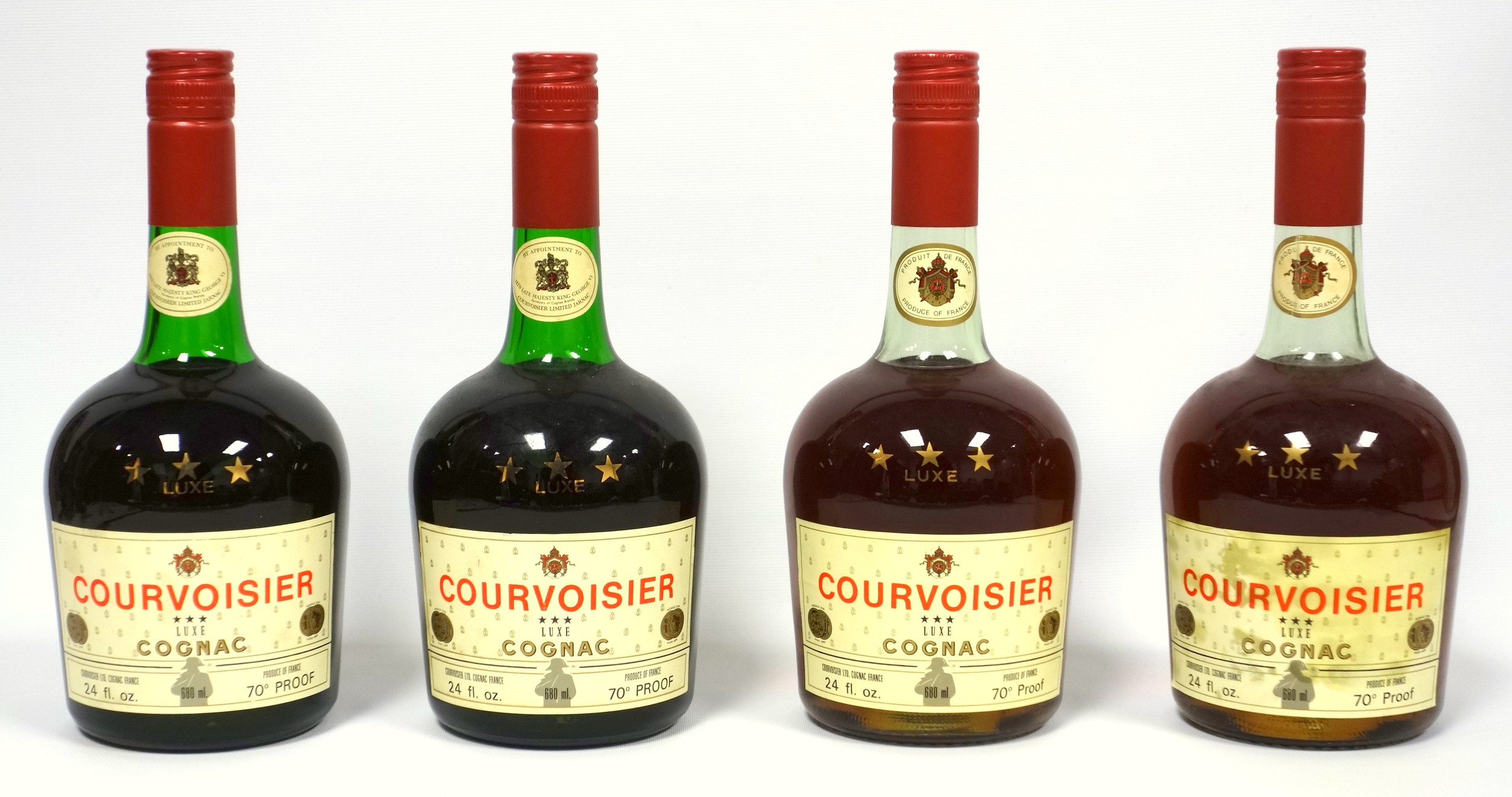 Four bottles Courvoisier 3 star Luxe Cognac (4)