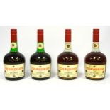 Four bottles Courvoisier 3 star Luxe Cognac (4)
