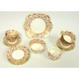 Foley bone china floral and gilt tea set of 21 pieces